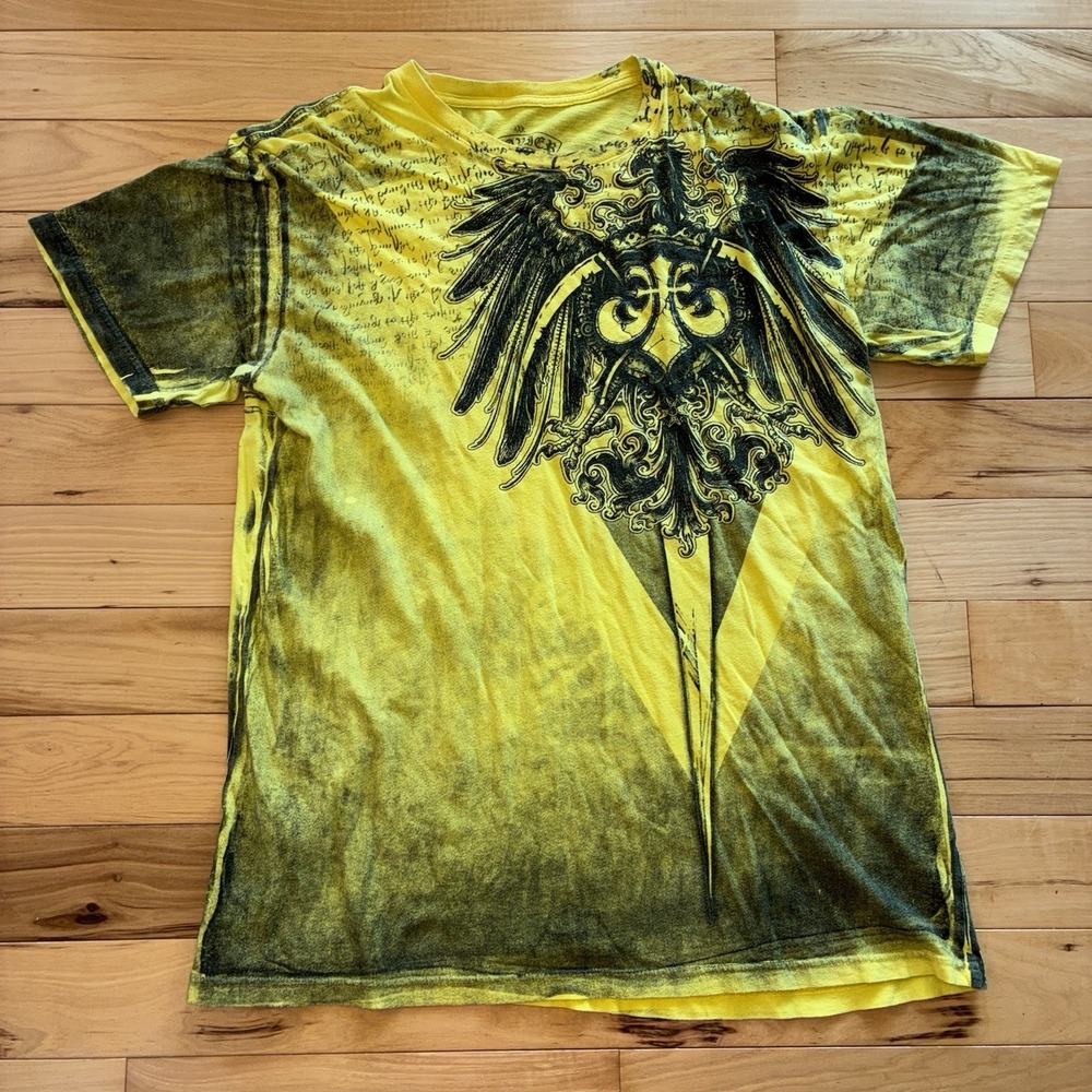 Xzavier Graphic T Shirt Wings Y2K Vtg Skull Grunge Gothcore Eagle Double Sided